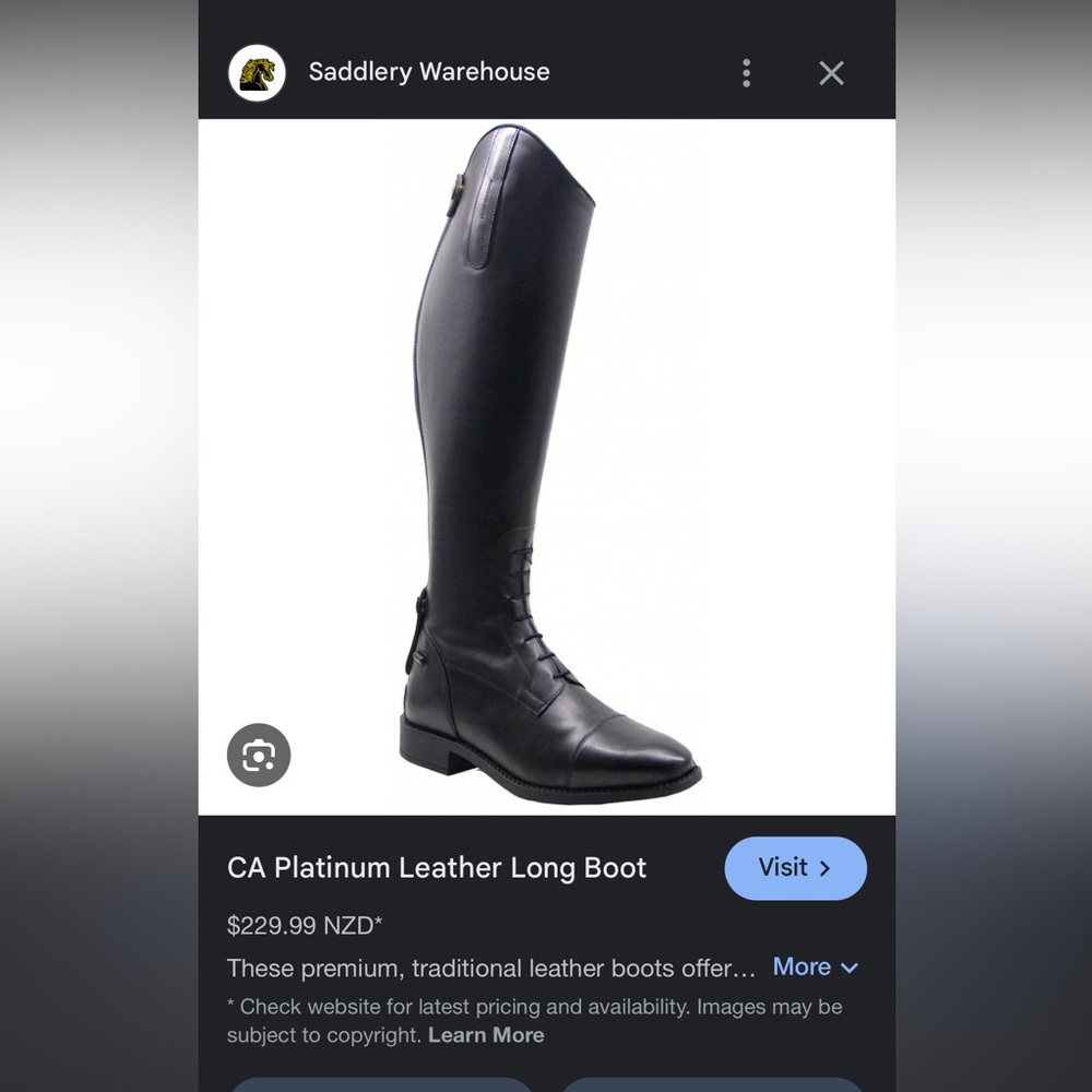 Leather Long Riding Boots In Black   NWOT